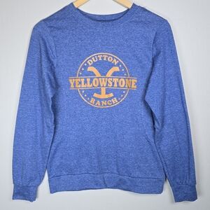 Dutton Ranch Yellowstone TV Series Graphic Print Sweatshirt Blue Small Comfy EUC